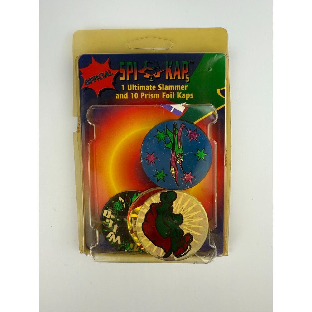 Vintage 1995 SPI-KAP Milk Caps Set 10 Prism Foil Kaps 1 Slammer Sealed NEW